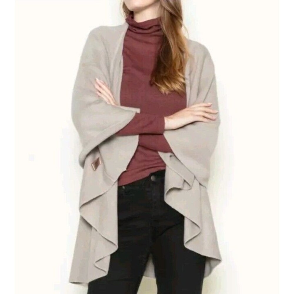 Look By M Women's Basic Gray Shawl Vest 4 In 1 One Size Academia Boho Lagenlook
